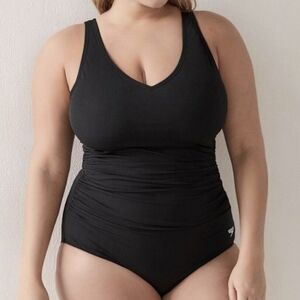 Speedo Endurance+ Shirred One-Piece Swimsuit Beach Classic Spring Summer Travel